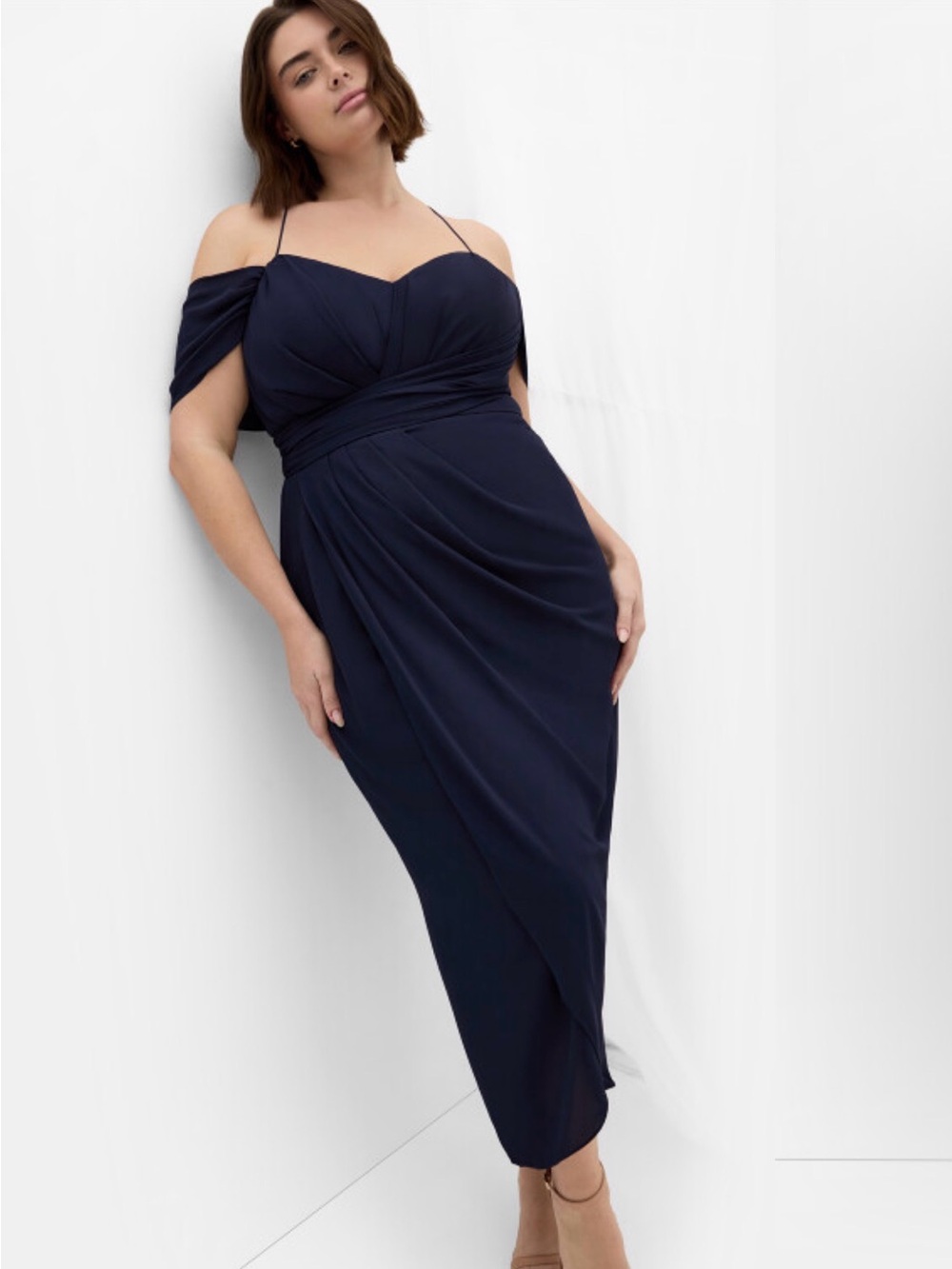 City Chic Ripple Love Dress - Navy - US 20